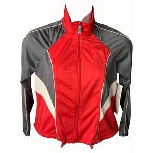 Oleg Cassini Sport Red Track Jacket Womens Petite Lightweight Zip Cotton New PL